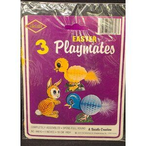 1975 Beistle Easter Honeycomb Die Cut Centerpiece Decorations Bunny Chick Bird